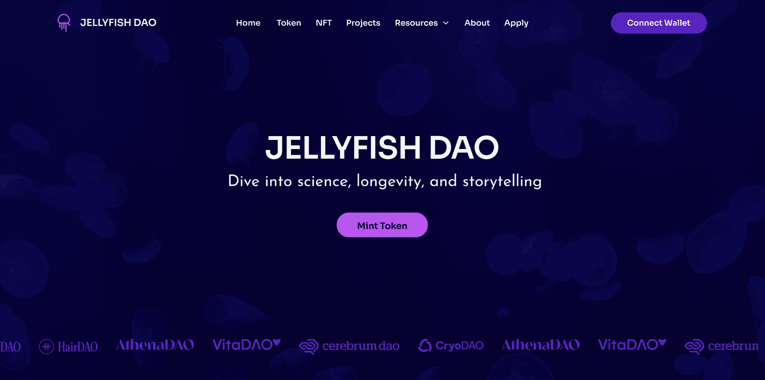 JellyFish Dao landing page hero