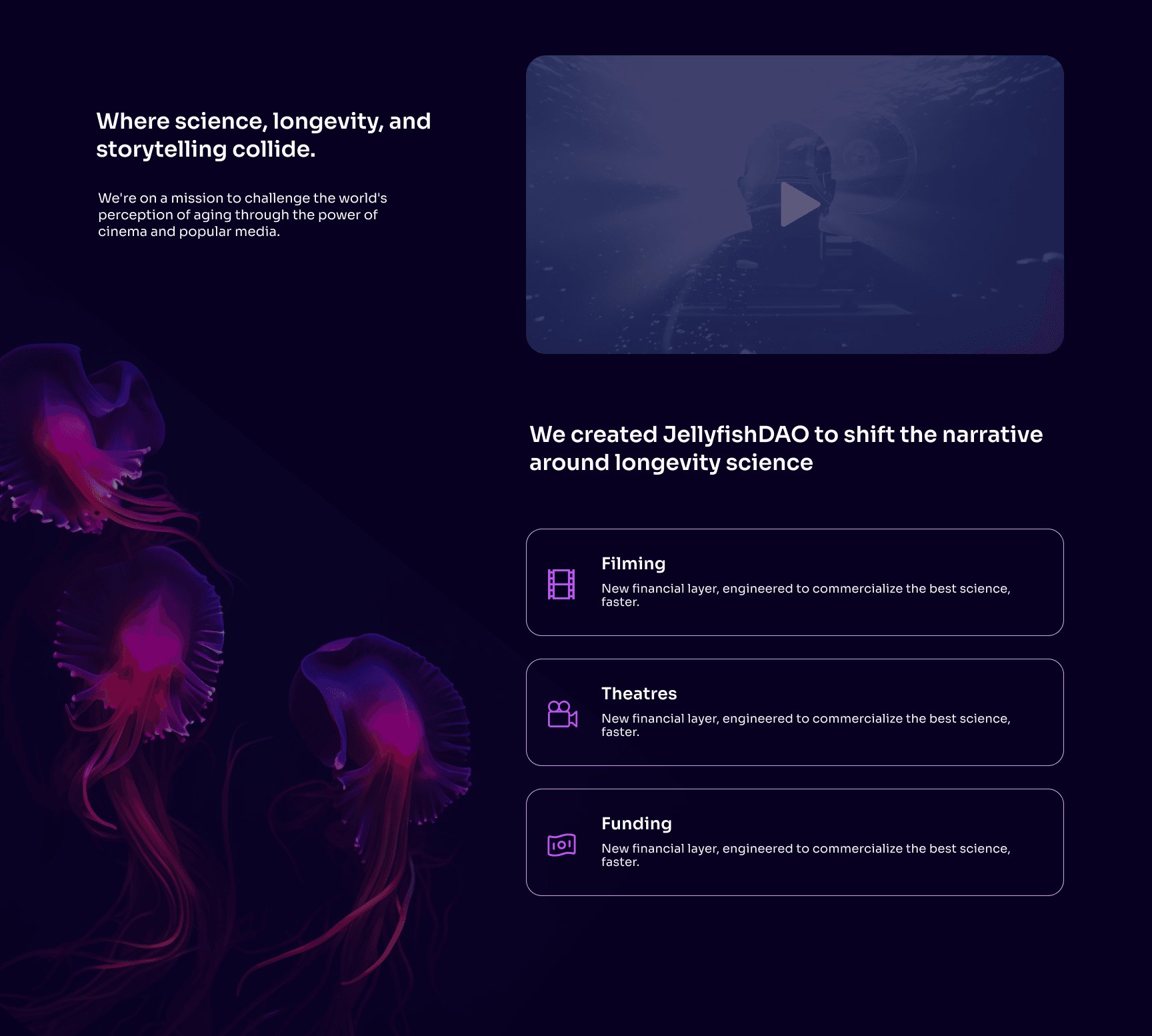 JellyFish Dao landing page section