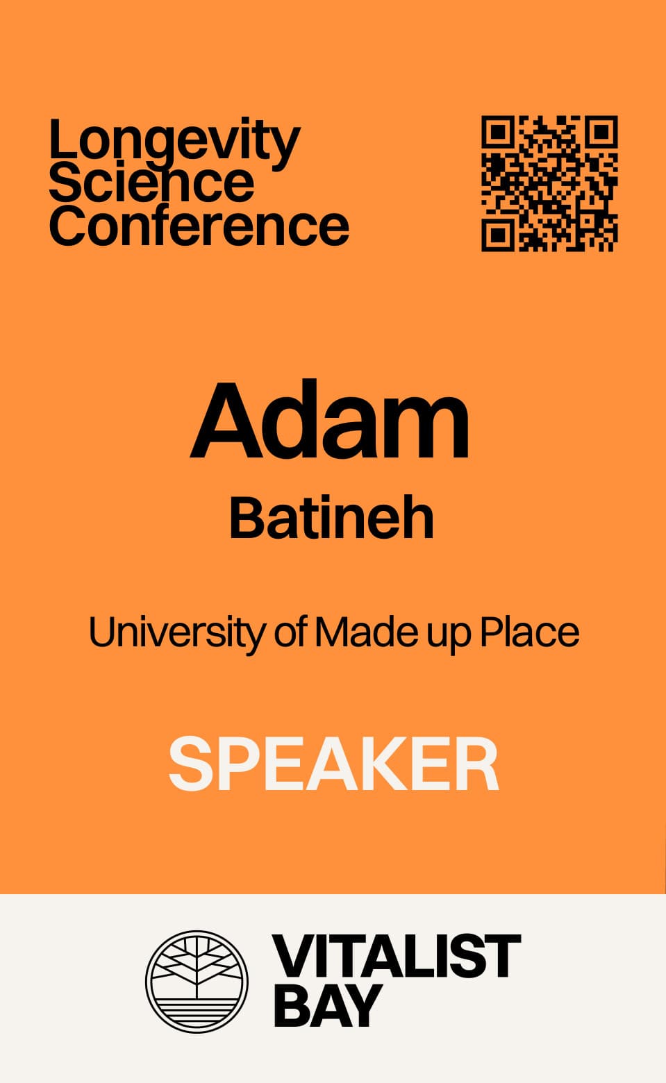 Longevity Science Conference speaker ID card