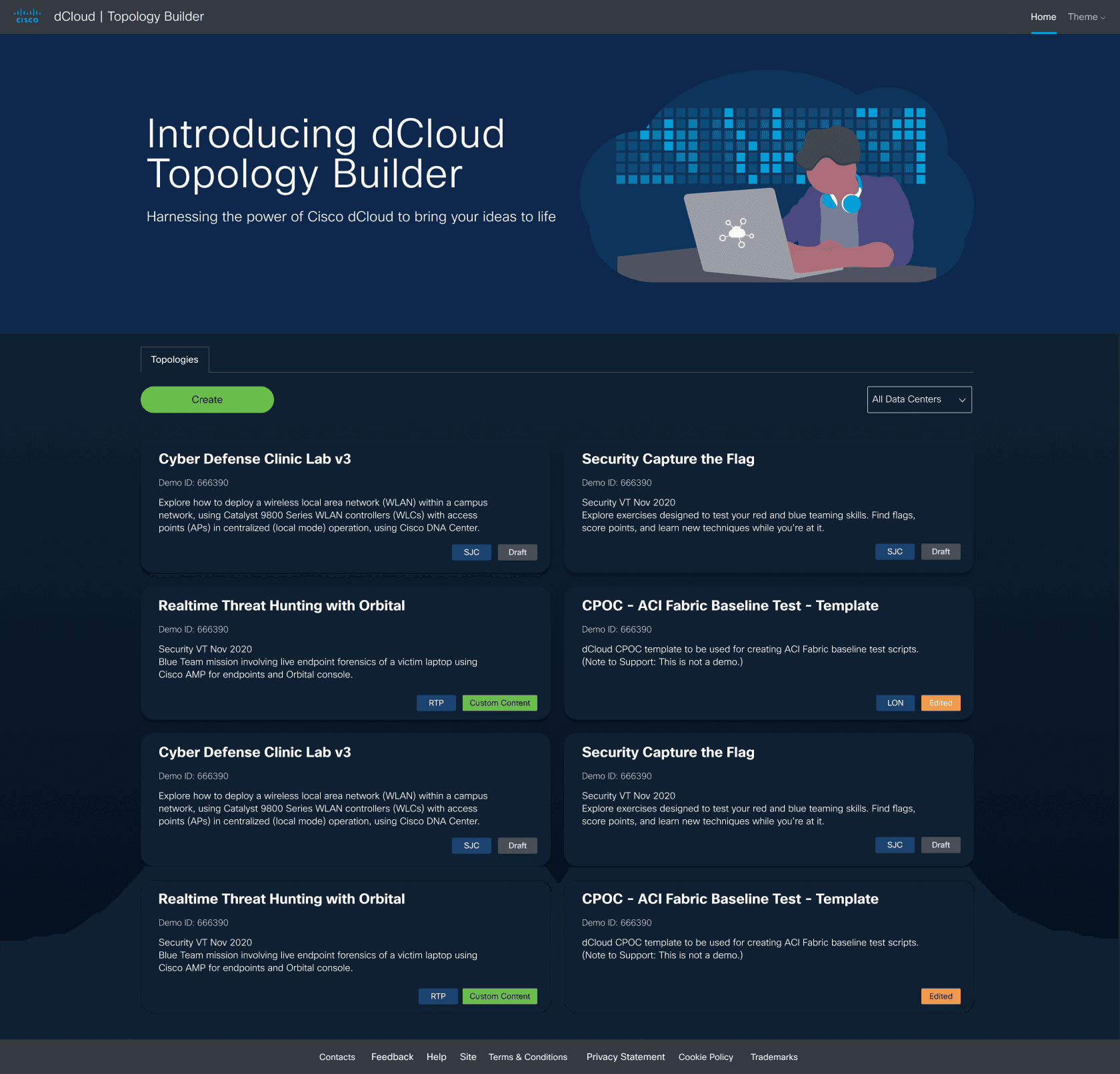 Topology Builder — homepage listing topologies