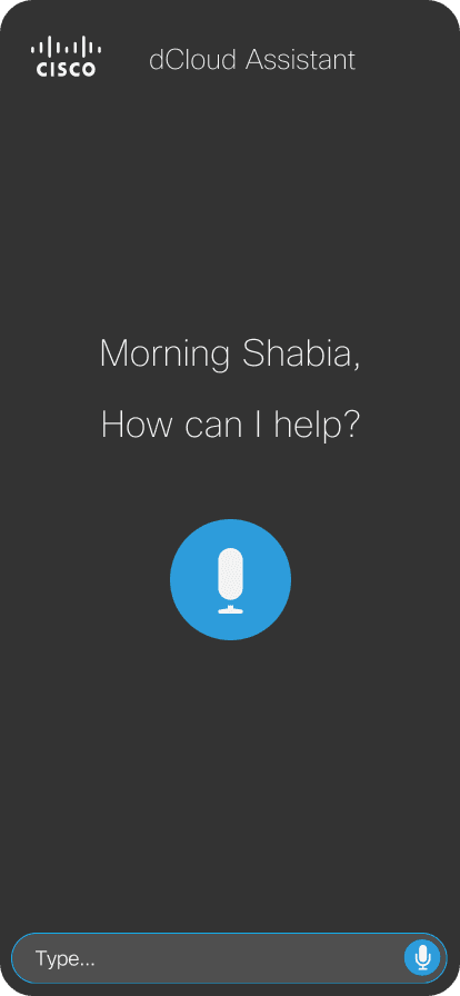 dCloud Assistant — Start App screen