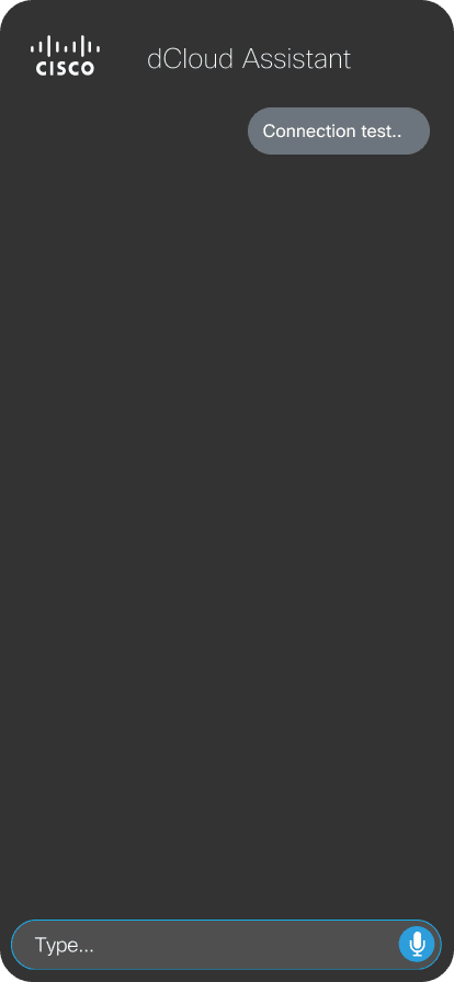 dCloud Assistant — Test Connection screen