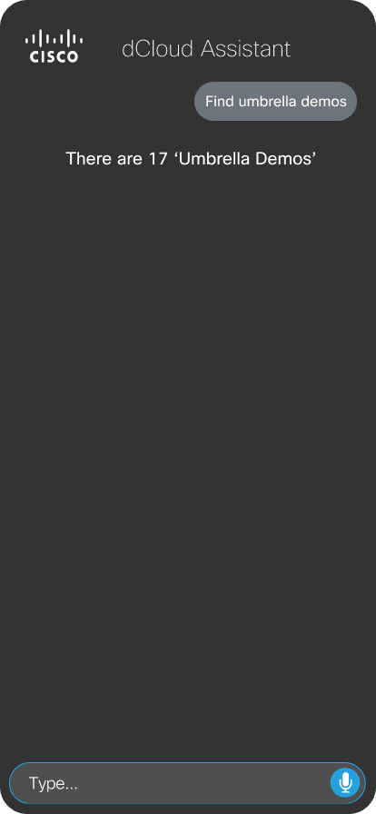 dCloud Assistant — Find & Schedule Demos screen