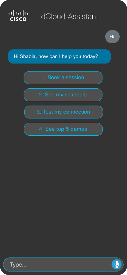 dCloud Assistant — See Schedule screen