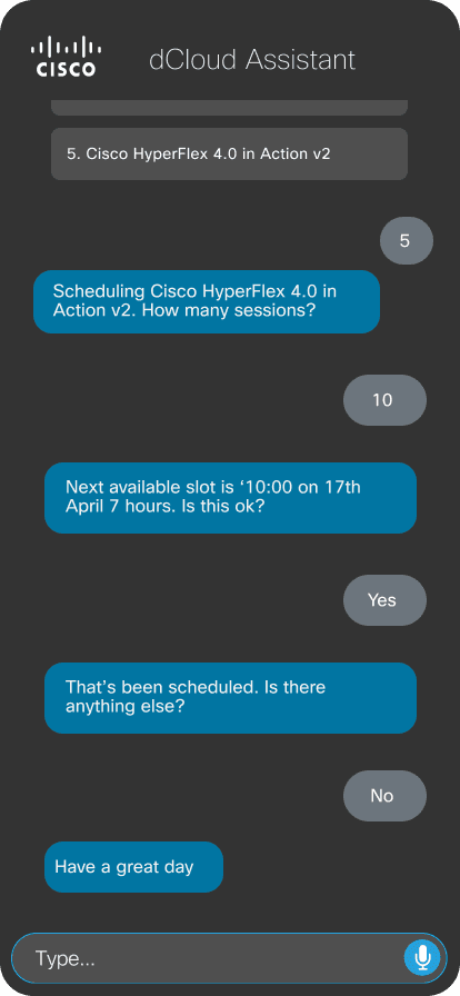 dCloud Assistant — Top 5 Demos screen