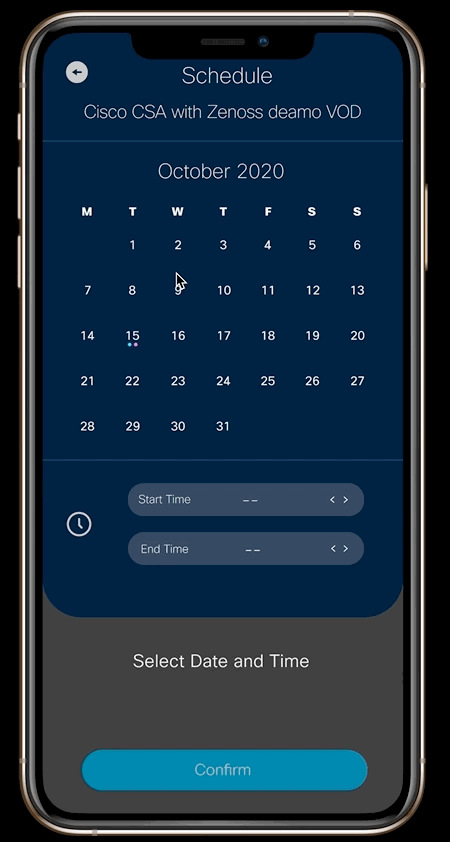 Demo Scheduling — select date interaction
