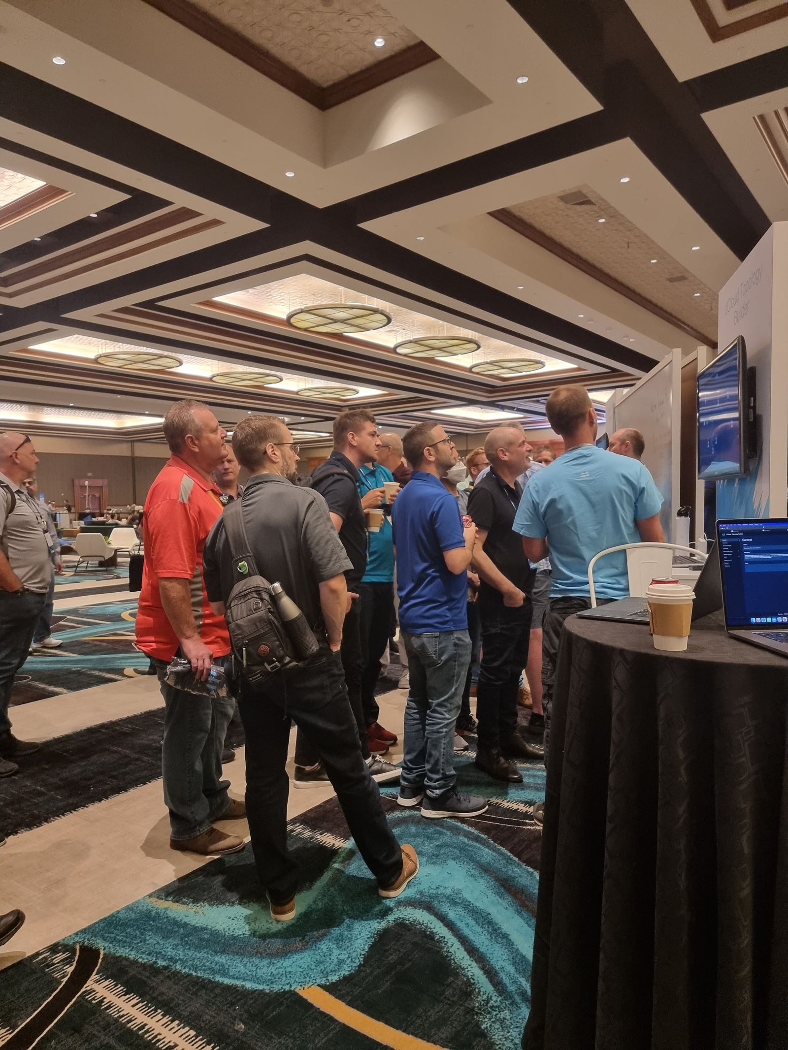 Attendees crowded around the Topology Builder booth at Cisco Live