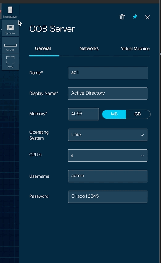 Topology Builder — tabbed right column interaction