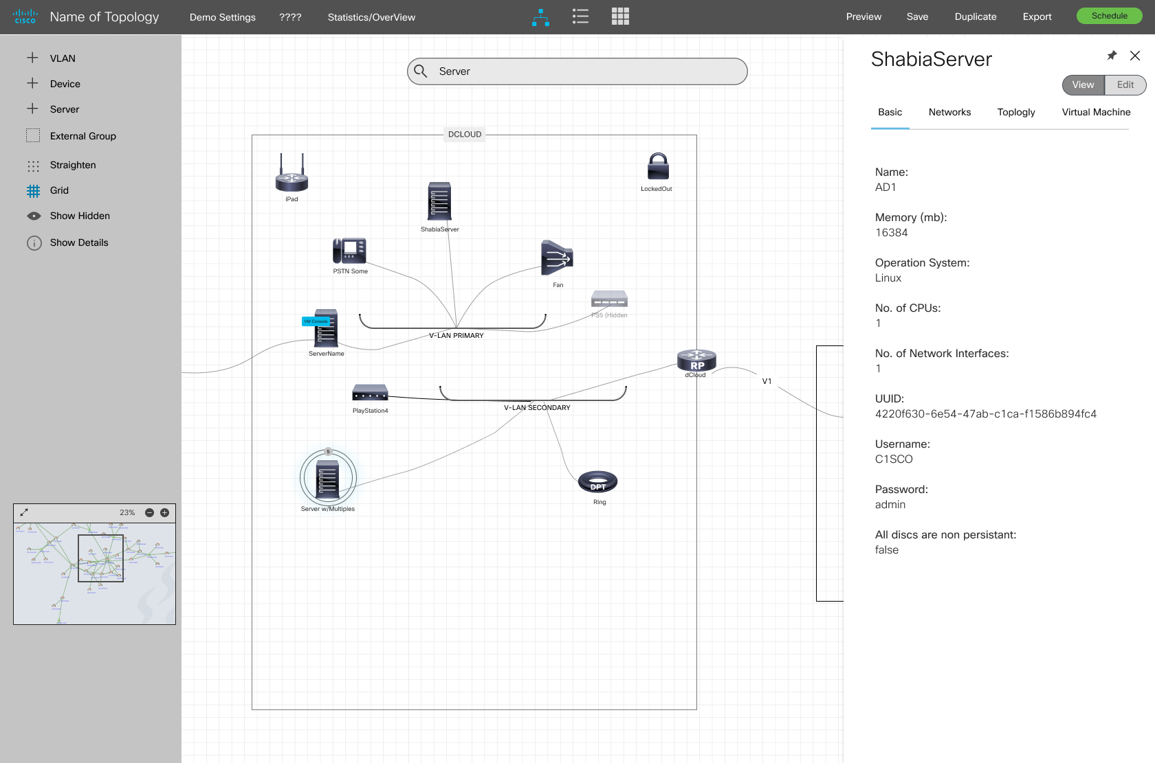 First iteration — full menu, on-canvas search, curved connections