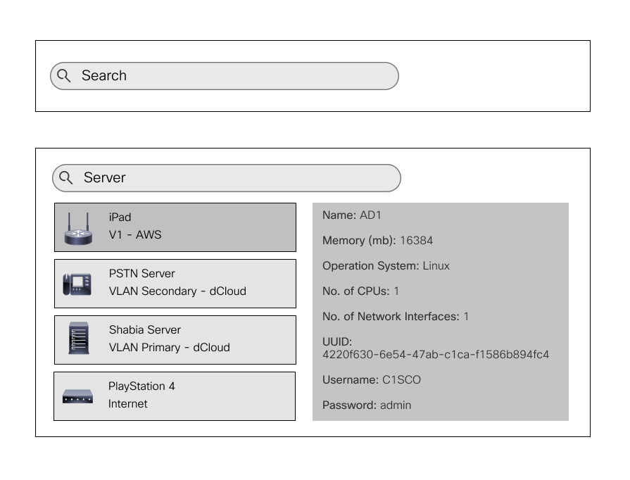 Search Popup UI — matched items show up with detailed info to help user make the right choice