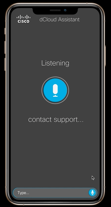 dCloud Assistant — contact support interaction